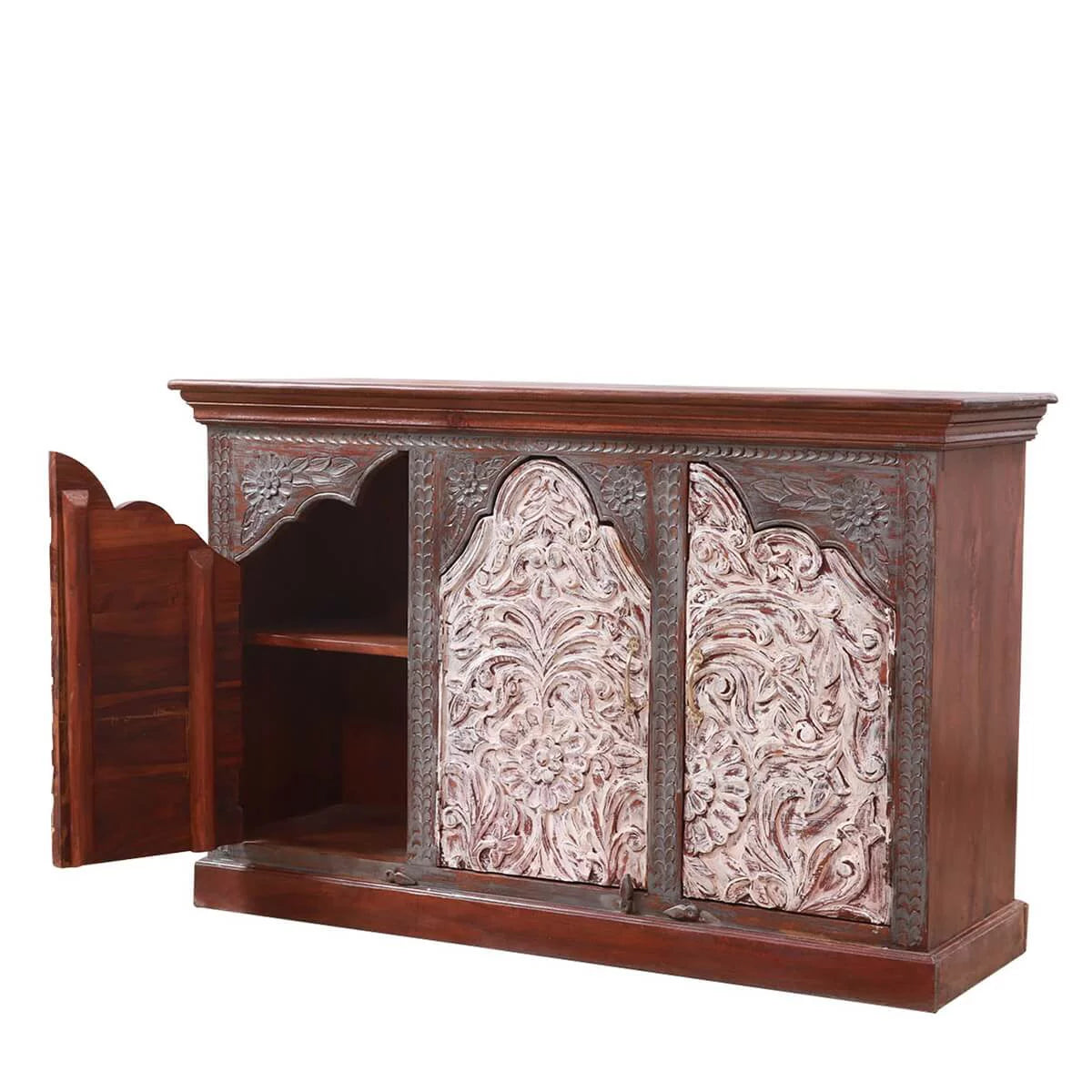 Handcrafted 2-Tone Mango Wood 3-door Sideboard Cabinet B79387