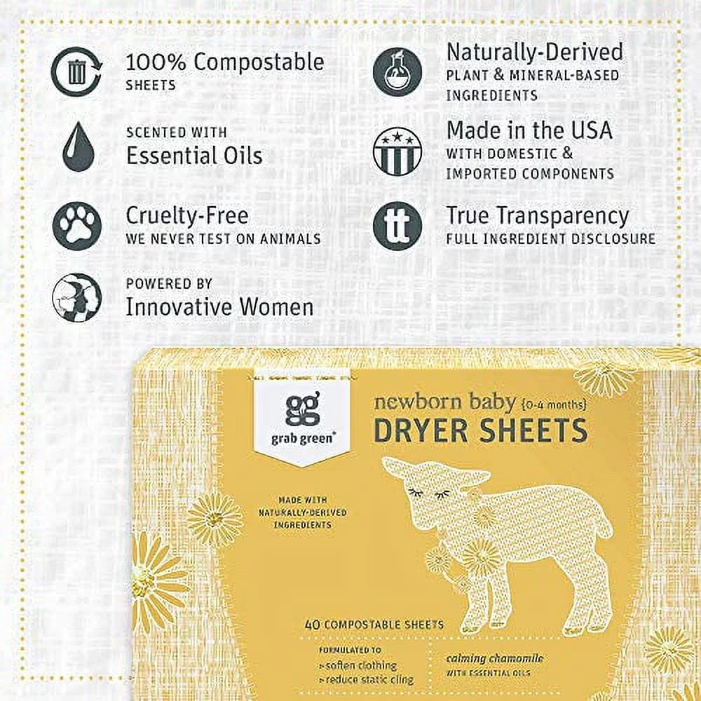 Baby Laundry Dryer Sheets Calming Chamomile 3 Count X914