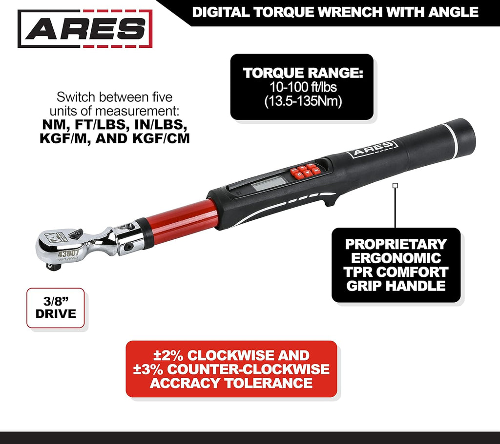 3/8-Inch Drive Flex Head Electronic Digital Torque and Torque Angle Wrench P61889