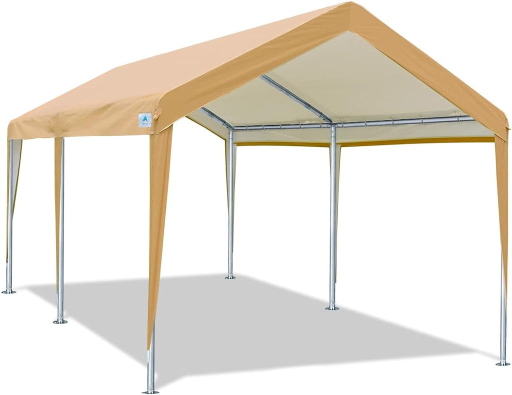 Adjustable 10x20 ft Heavy Duty Carport Canopy Tent, Beige F919