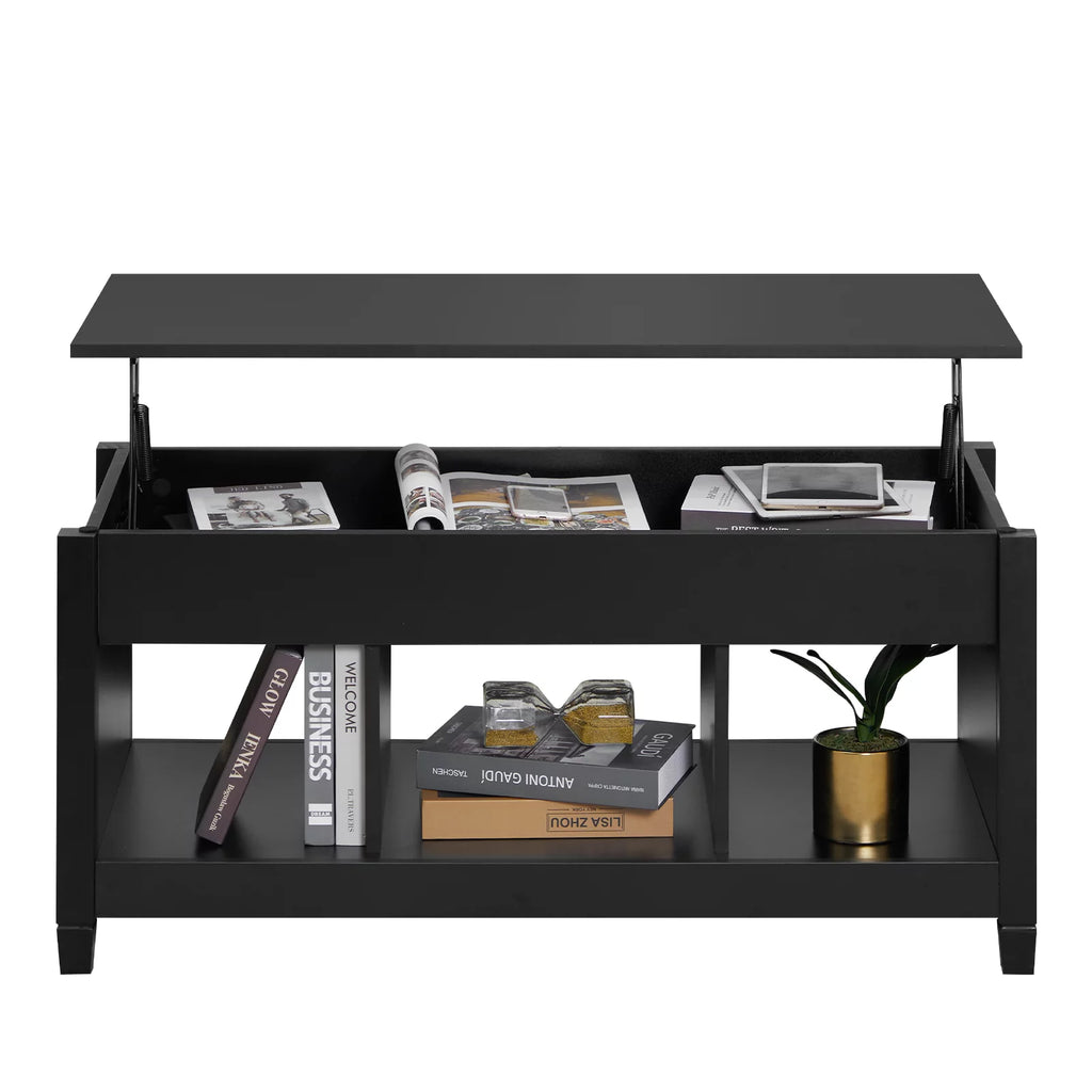 Lift Top Coffee Table with Hidden Storage and 3 Open Shelves N660577