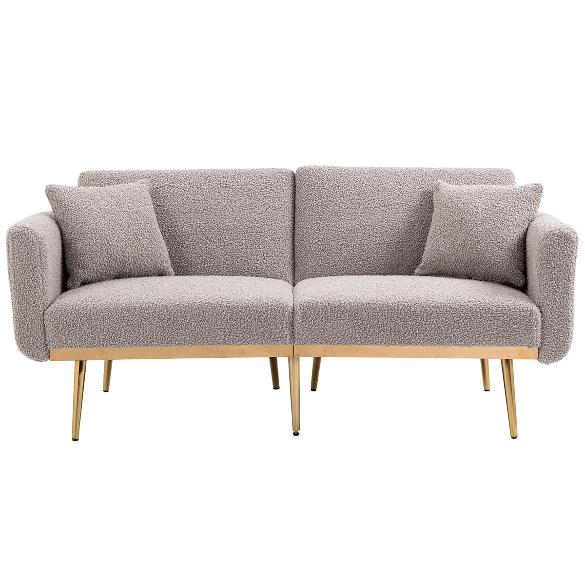 Gray Teddy Futon Sofa Bed Sleeper with Metal Legs H136