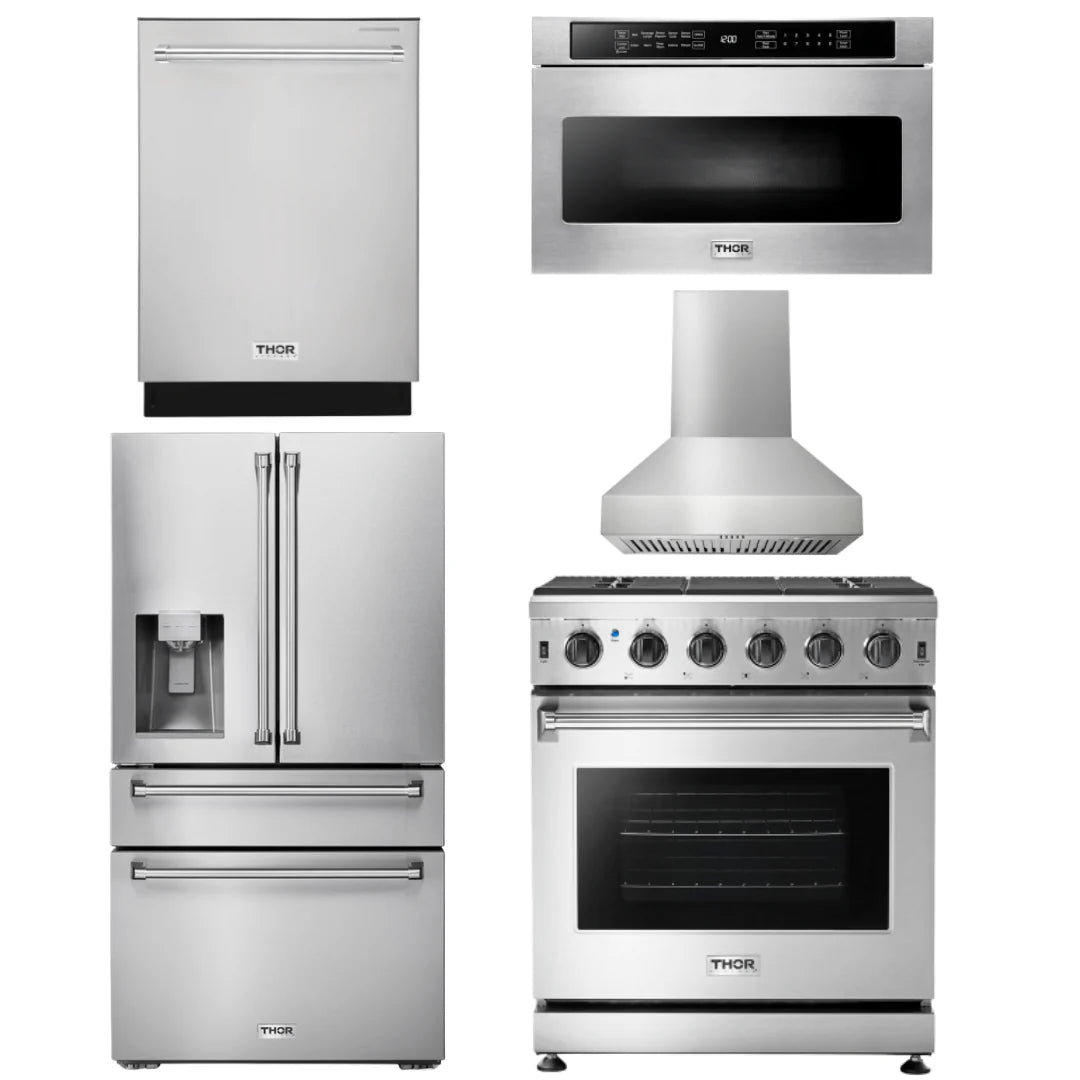 30 Propane Gas Range, Range Hood, Microwave, Refrigerator, Dishwasher B191990
