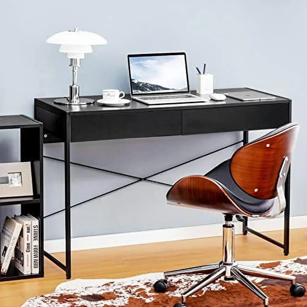 Black Computer Desk with 2 Drawers D972925