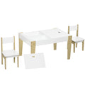 White 3 Pcs Kids Table and Chair Set with Storage Y3865