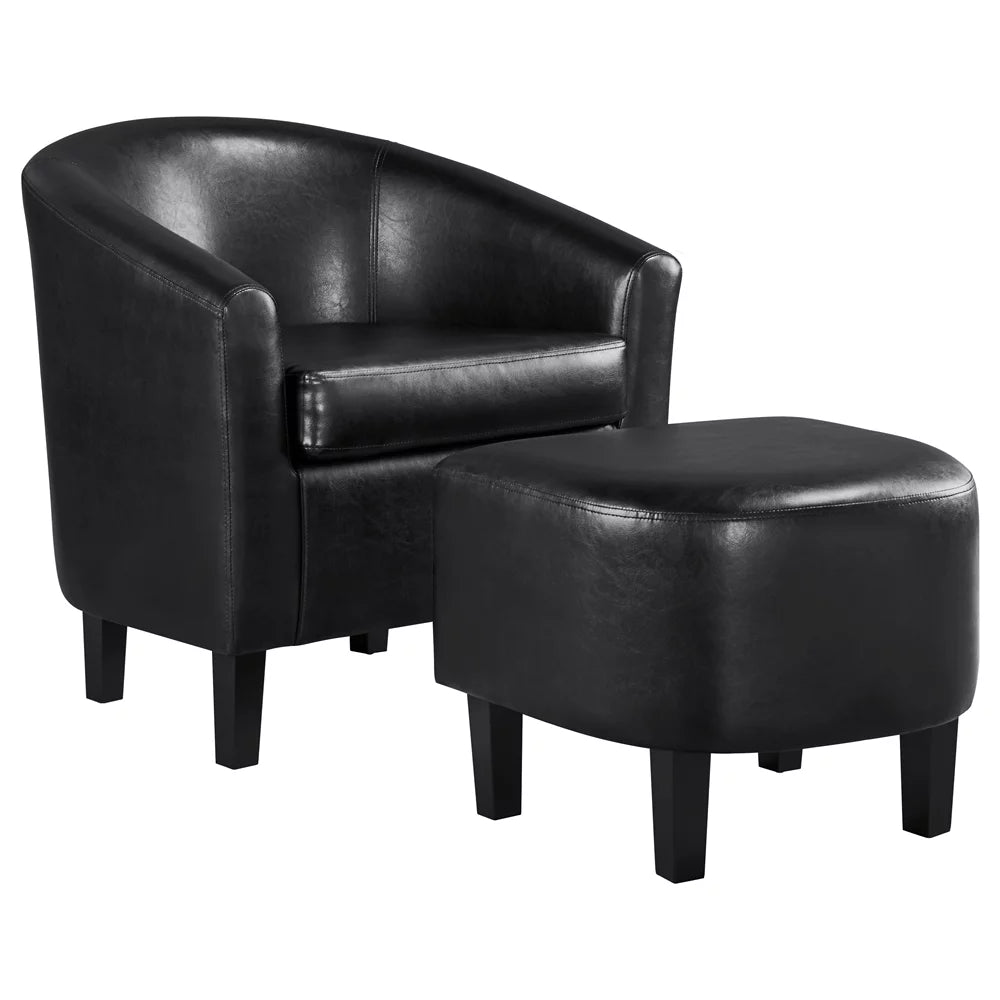 Faux Leather Tub Chair with Ottoman, Black K42671
