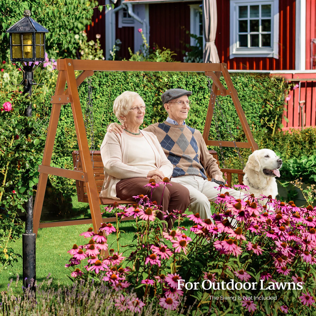 Heavy Duty 660 LBS A-Frame Fir Wood Patio Swing Stand X84077