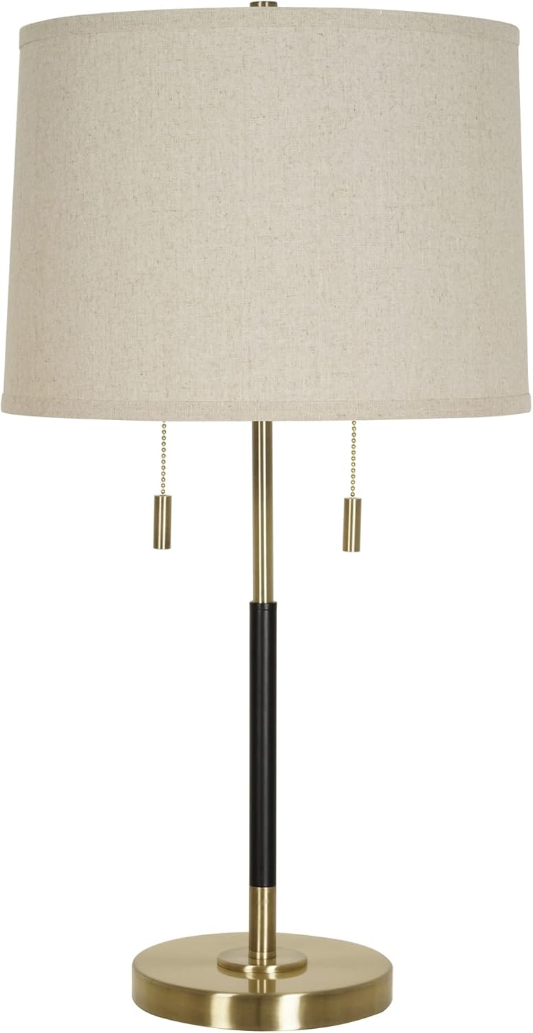 Black & Antique Brass 2-Light Table Lamp I735