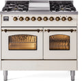 Antique White Bronze Trim 40 Dual Fuel Natural Gas Range E1378