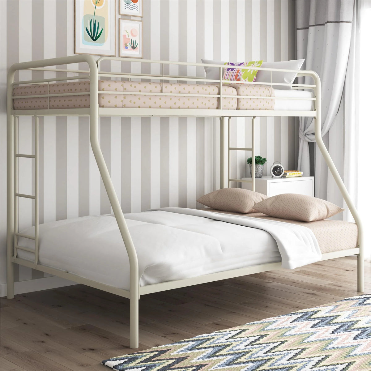 Black Twin over Full Metal Bunk Bed with Ladders R9646